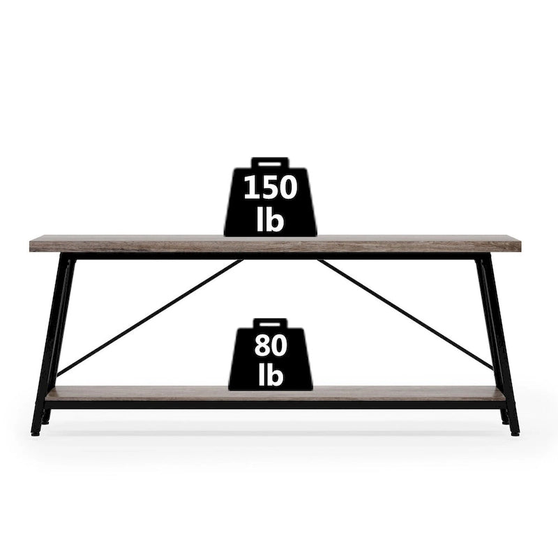Console/table basse industrielle en bois pour entrée/couloir