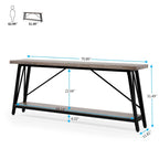 Console/table basse industrielle en bois pour entrée/couloir