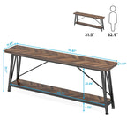 Console/table basse industrielle en bois pour entrée/couloir