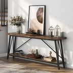 Console/table basse industrielle en bois pour entrée/couloir