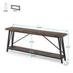 Console/table basse industrielle en bois pour entrée/couloir