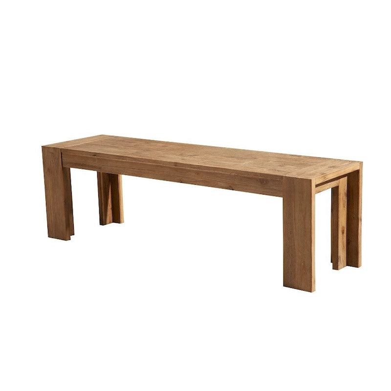Banc en bois d'acacia massif avec pieds en équerre, marron - 46 cm (H) x 147 cm (l) x 41 cm (P)