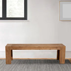 Banc en bois d'acacia massif avec pieds en équerre, marron - 46 cm (H) x 147 cm (l) x 41 cm (P)