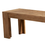Banc en bois d'acacia massif avec pieds en équerre, marron - 46 cm (H) x 147 cm (l) x 41 cm (P)
