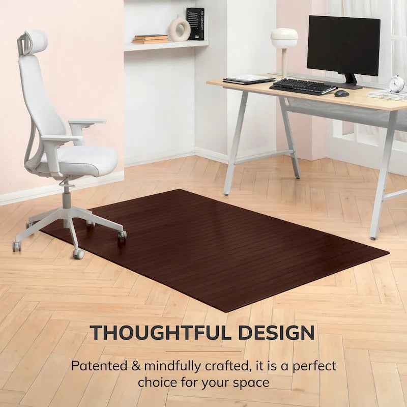 Tapis de chaise rectangulaire standard Jani Eco Bamboo (72 x 48 pouces), qualité supérieure, écologique