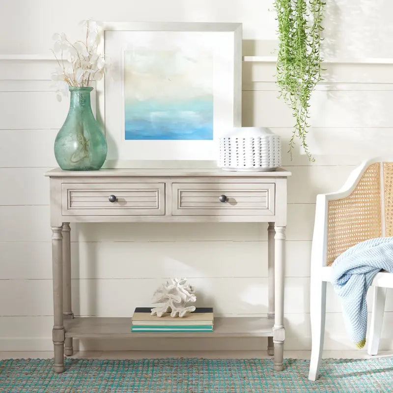 Console SAFAVIEH Tinnie à 2 tiroirs - 91,4 cm L x 33 cm l x 74,9 cm H