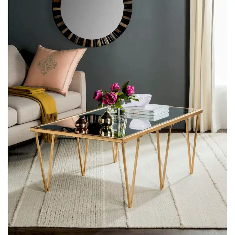 SAFAVIEH Armida Antique Gold Leaf Coffee Table - 48 x 18.3 x 27 - 48Wx18Dx27H