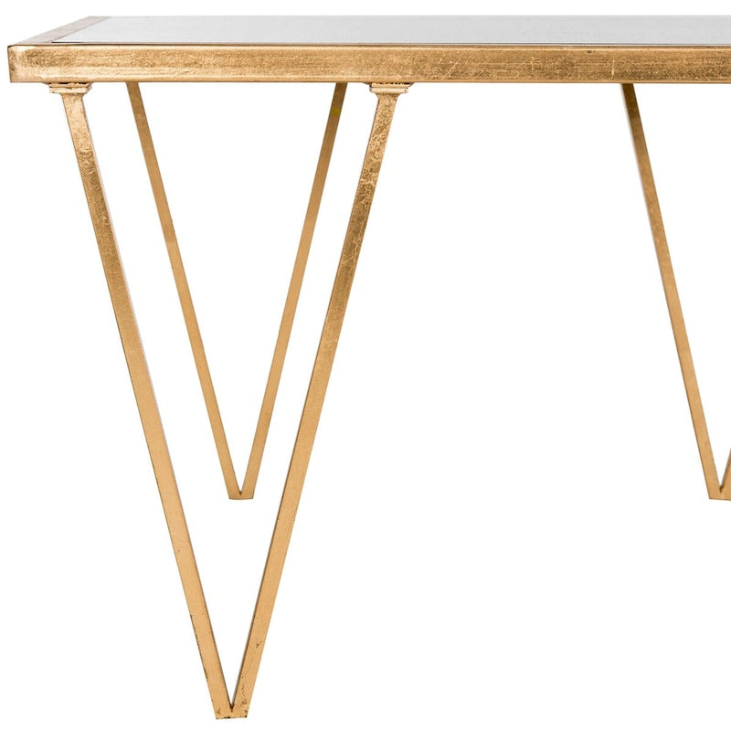Table basse SAFAVIEH Armida, finition feuille d'or antique - 122 x 46,5 x 68,5 cm (48 po L x 18 po P x 27 po H)