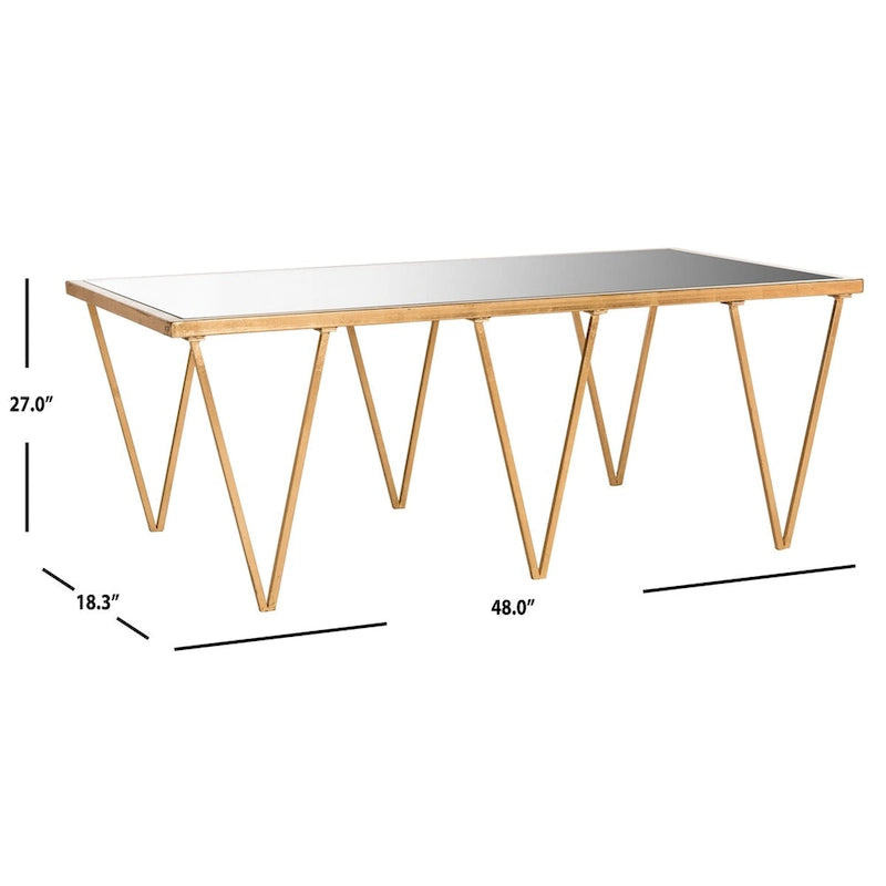 Table basse SAFAVIEH Armida, finition feuille d'or antique - 122 x 46,5 x 68,5 cm (48 po L x 18 po P x 27 po H)