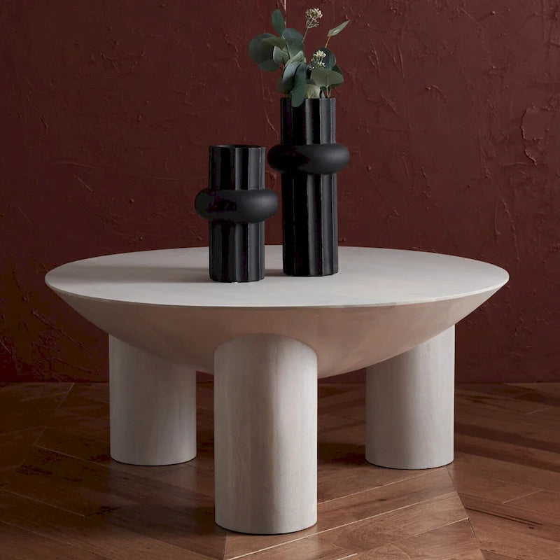Table basse en bois SAFAVIEH Couture Isavella Rd - 89 cm L x 89 cm P x 41 cm H