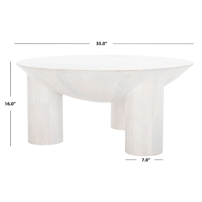 Table basse en bois SAFAVIEH Couture Isavella Rd - 89 cm L x 89 cm P x 41 cm H