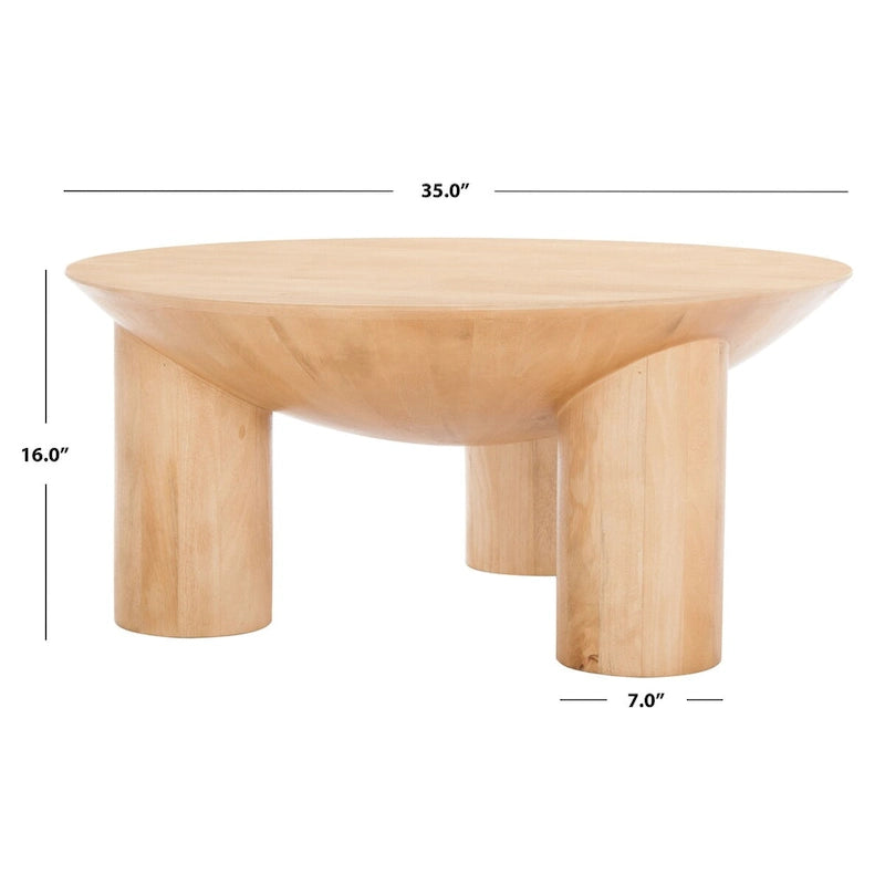 Table basse en bois SAFAVIEH Couture Isavella Rd - 89 cm L x 89 cm P x 41 cm H