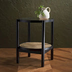 Table d'appoint SAFAVIEH Couture Alberdine en rotin et verre - 58,4 cm L x 58,4 cm P x 61 cm H