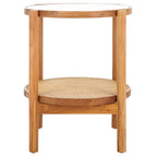 Table d'appoint SAFAVIEH Couture Alberdine en rotin et verre - 58,4 cm L x 58,4 cm P x 61 cm H