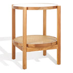 Table d'appoint SAFAVIEH Couture Alberdine en rotin et verre - 58,4 cm L x 58,4 cm P x 61 cm H