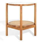 Table d'appoint SAFAVIEH Couture Alberdine en rotin et verre - 58,4 cm L x 58,4 cm P x 61 cm H