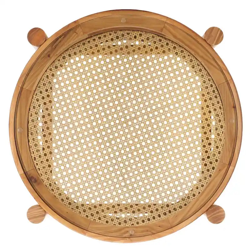 Table d'appoint SAFAVIEH Couture Alberdine en rotin et verre - 58,4 cm L x 58,4 cm P x 61 cm H