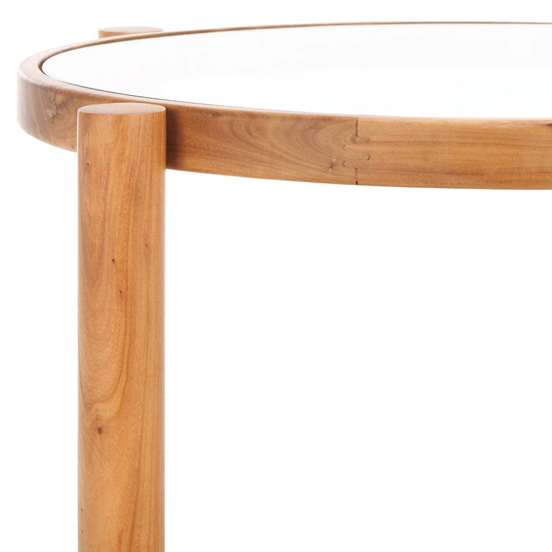 Table d'appoint SAFAVIEH Couture Alberdine en rotin et verre - 58,4 cm L x 58,4 cm P x 61 cm H