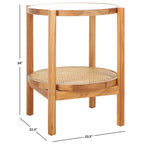 Table d'appoint SAFAVIEH Couture Alberdine en rotin et verre - 58,4 cm L x 58,4 cm P x 61 cm H