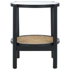 Table d'appoint SAFAVIEH Couture Alberdine en rotin et verre - 58,4 cm L x 58,4 cm P x 61 cm H