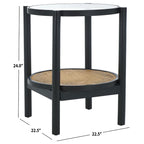 Table d'appoint SAFAVIEH Couture Alberdine en rotin et verre - 58,4 cm L x 58,4 cm P x 61 cm H