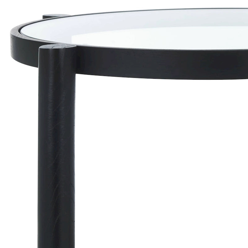 Table d'appoint SAFAVIEH Couture Alberdine en rotin et verre - 58,4 cm L x 58,4 cm P x 61 cm H