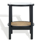 Table d'appoint SAFAVIEH Couture Alberdine en rotin et verre - 58,4 cm L x 58,4 cm P x 61 cm H