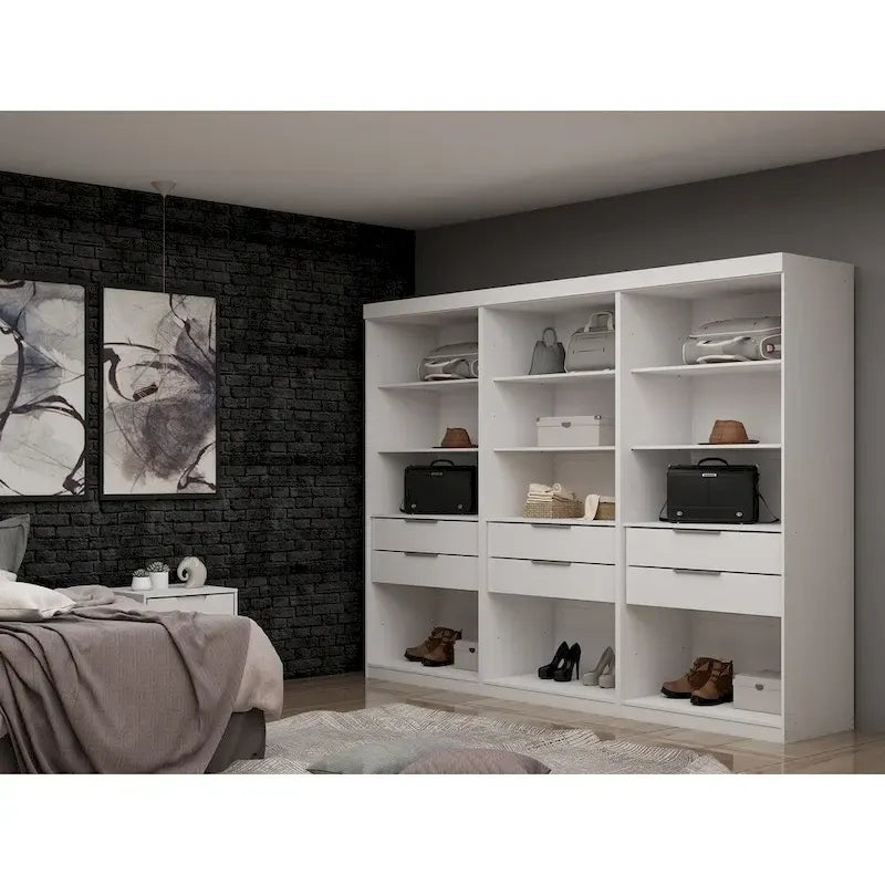 Armoire-penderie Mulberry Open 3 sections avec 6 tiroirs