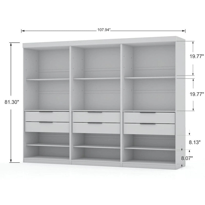 Armoire-penderie Mulberry Open 3 sections avec 6 tiroirs