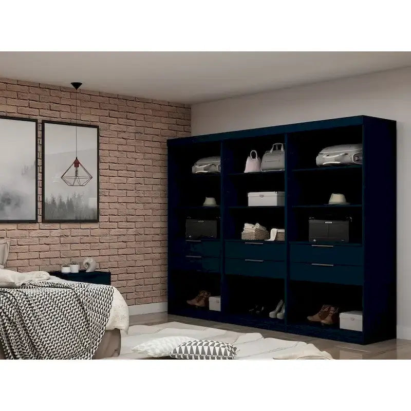 Armoire-penderie Mulberry Open 3 sections avec 6 tiroirs