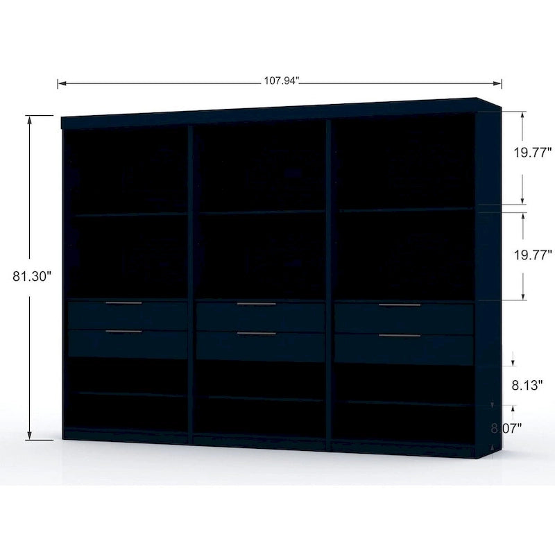Armoire-penderie Mulberry Open 3 sections avec 6 tiroirs