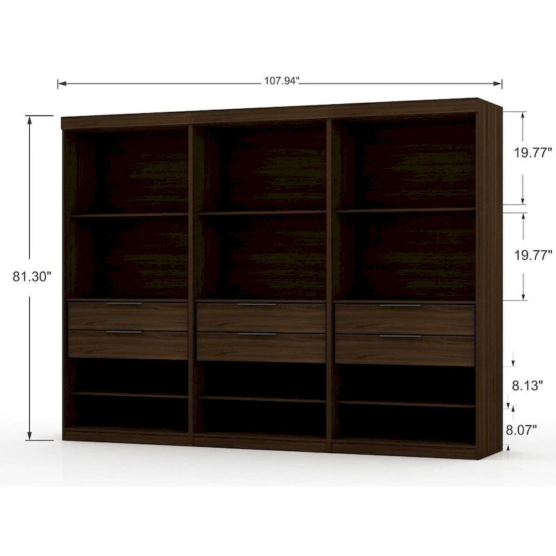 Armoire-penderie Mulberry Open 3 sections avec 6 tiroirs