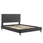 Lit plateforme king en velours performant capitonné Yasmine