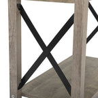 Table de chevet de style campagnard avec plateau rabattable, tiroir, 2 prises secteur et 2 ports USB.