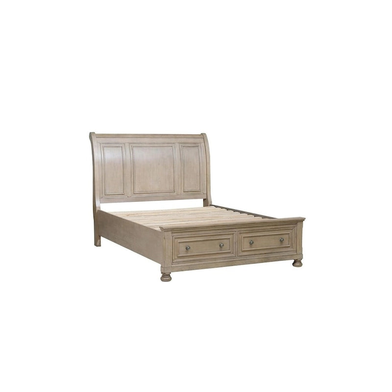 Ensemble de chambre à coucher moderne Donald 5 pièces gris avec plateforme de rangement et traîneau