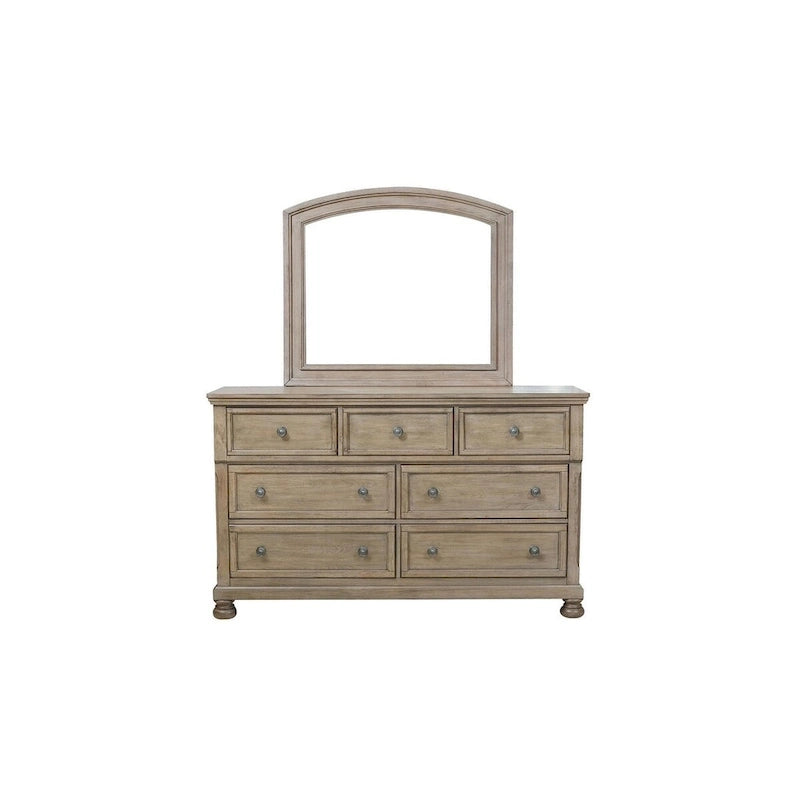 Ensemble de chambre à coucher moderne Donald 5 pièces gris avec plateforme de rangement et traîneau