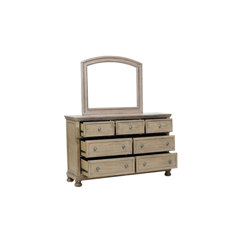 Ensemble de chambre à coucher moderne Donald 5 pièces gris avec plateforme de rangement et traîneau