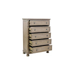 Ensemble de chambre à coucher moderne Donald 5 pièces gris avec plateforme de rangement et traîneau