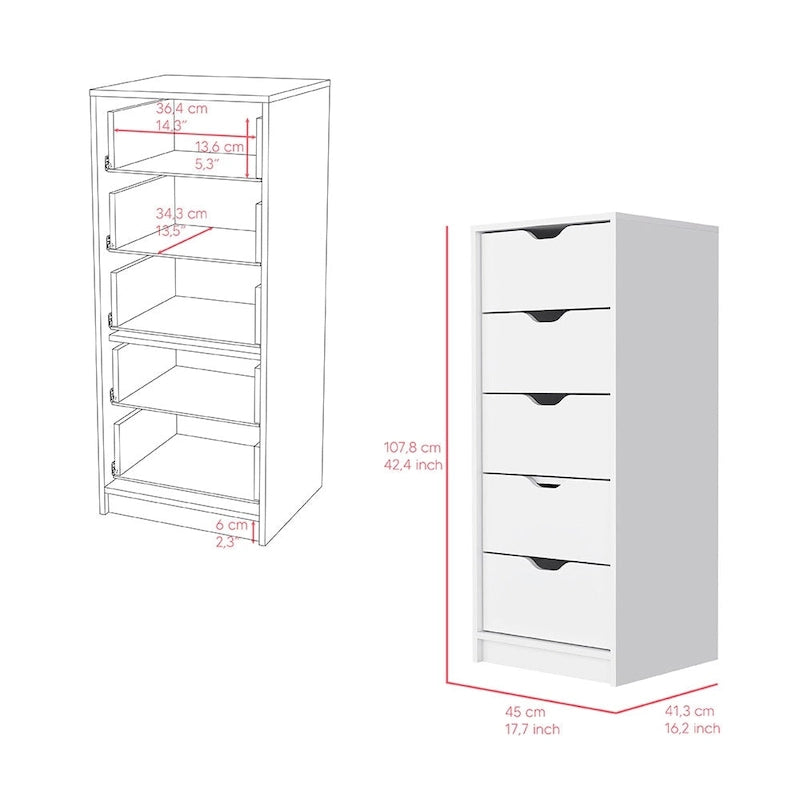 Commode étroite à 5 tiroirs