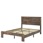 Lit plateforme en bois brun foncé, taille standard, pour chambre à coucher