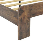 Lit plateforme en bois brun foncé, taille standard, pour chambre à coucher