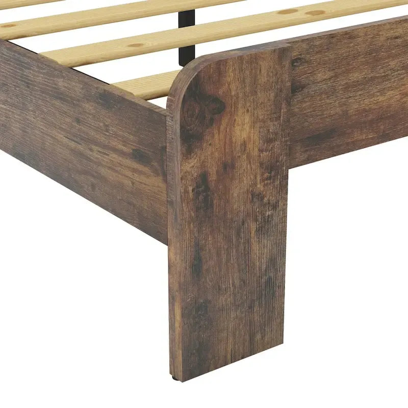 Lit plateforme en bois brun foncé, taille standard, pour chambre à coucher