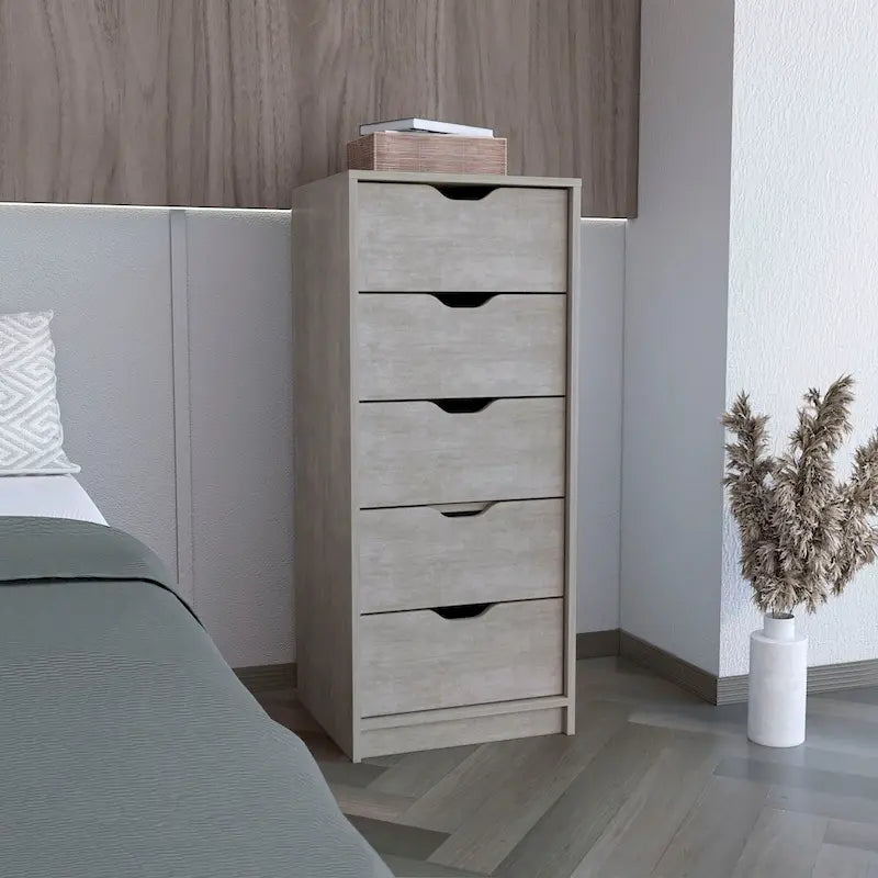 Commode haute Basilea à 5 tiroirs