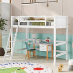 Lit mezzanine simple en bois massif avec échelle