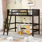Lit mezzanine simple en bois massif avec échelle