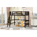 Lit mezzanine simple en bois massif avec échelle