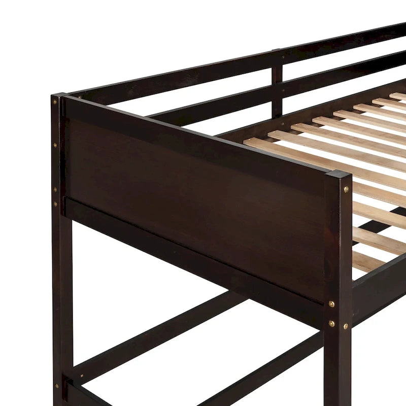 Lit mezzanine simple en bois massif avec échelle