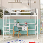 Lit mezzanine simple en bois massif avec échelle