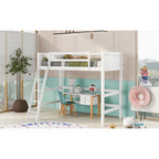 Lit mezzanine simple en bois massif avec échelle