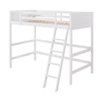 Lit mezzanine simple en bois massif avec échelle
